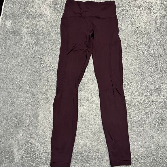 Lululemon Leggings Womens 4 Fast As Fleece Pants Maroon Thick W5AVGS - Picture 1 of 8